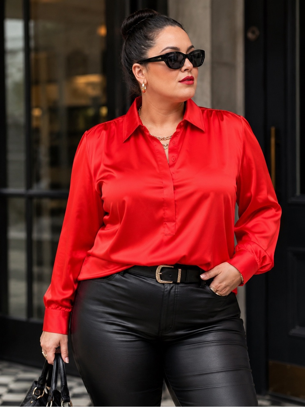 LANE BRYANT Satin Popover Blouse NWT - Picture 1 of 5